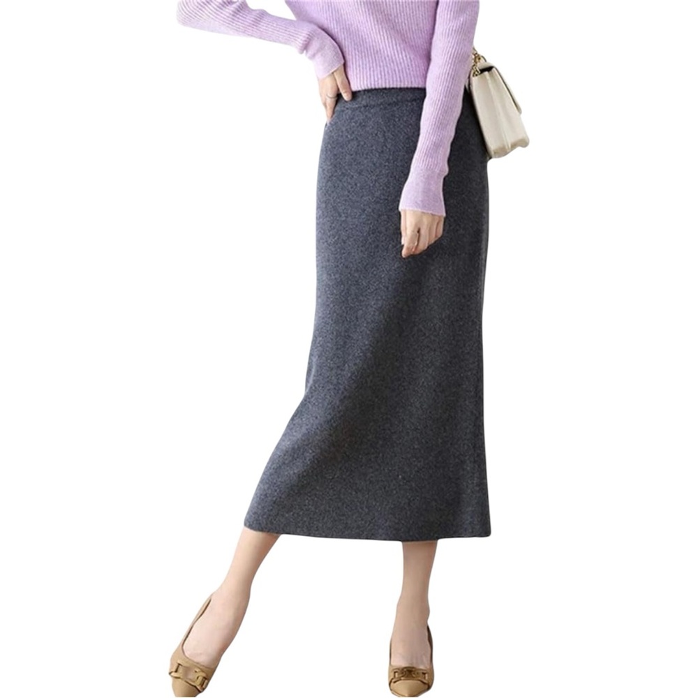 Babaton Gray Midi Pencil Skirt